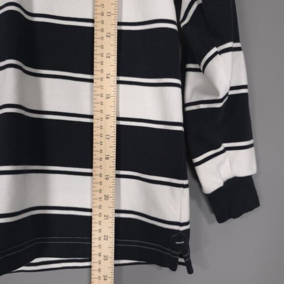 Brooks Brothers Fleece Rugby Soft Polo Shirt LS Striped MEDIUM Black White - Picture 6 of 10